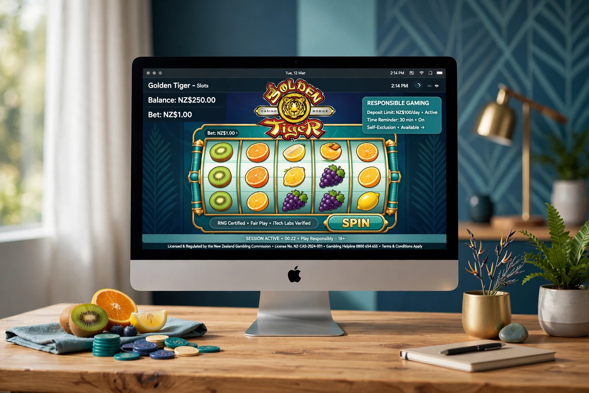 Online slot machines on monitor GOLDEN TIGER CASINO
